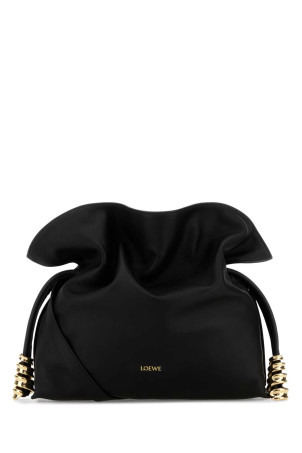 Black leather medium Coil Flamenco clutch Black LOEWE (A411FC1XEJ)