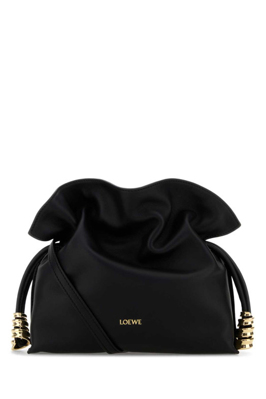 Black leather mini Coil Flamenco clutch Black LOEWE (A411FC2XAS)