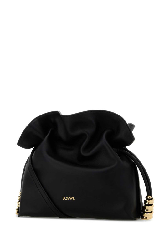 Black leather mini Coil Flamenco clutch Black LOEWE (A411FC2XAS)