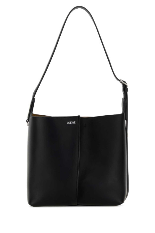 Black leather medium Bilbao bucket bag Black LOEWE (AWRAWRPX01)