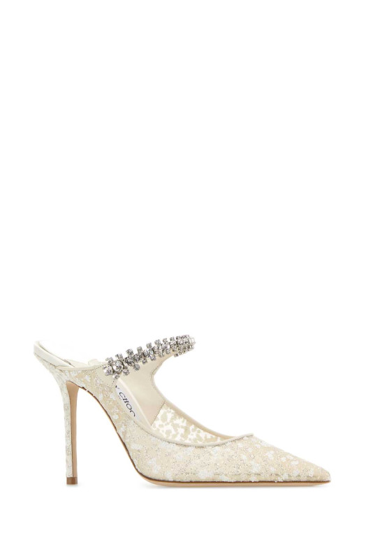 Embellished mesh Bing 100 mules Gray JIMMY CHOO (BING100GJD)
