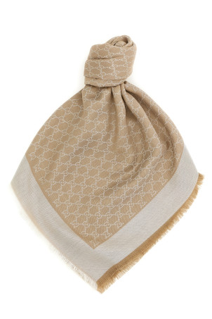 Wool and silk shawl GG Beige