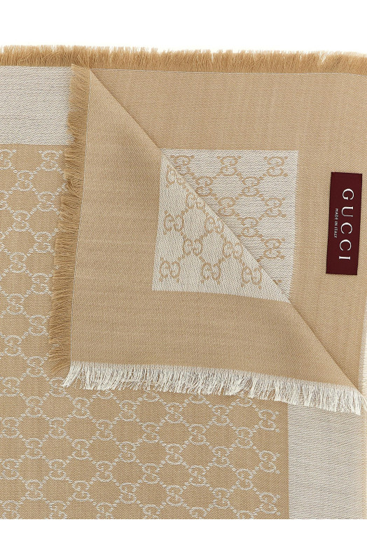 Wool and silk shawl GG Beige
