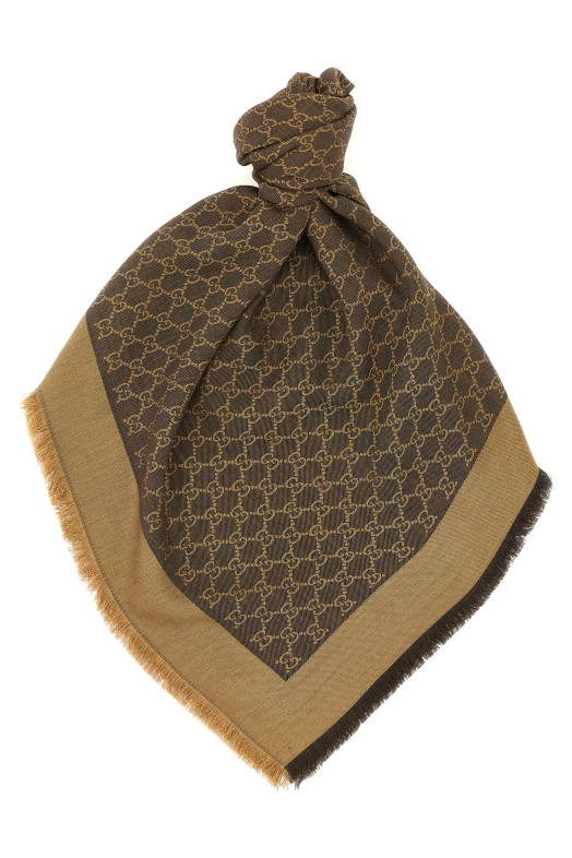 Wool and silk shawl GG Brown