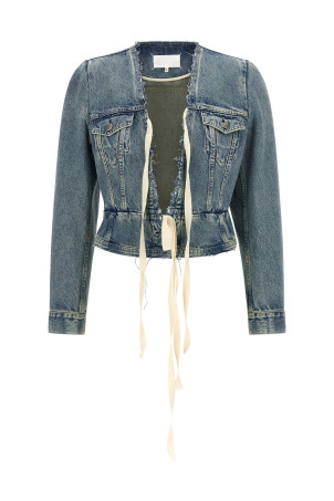 Raw cut hem denim jacket BLUE