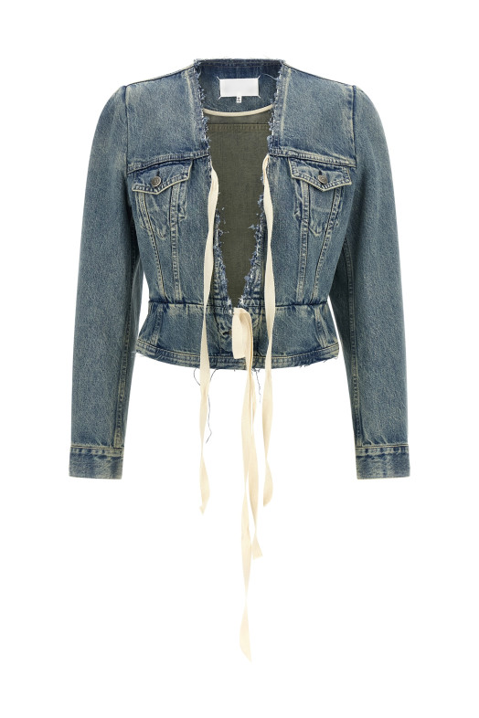 Raw cut hem denim jacket BLUE