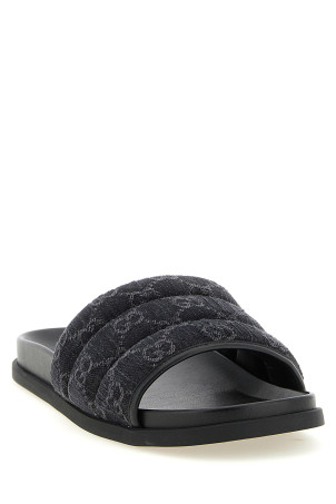 GG denim slides Black