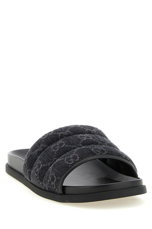 GG denim slides Black