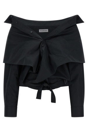 Crop shirt off the shoulder Black