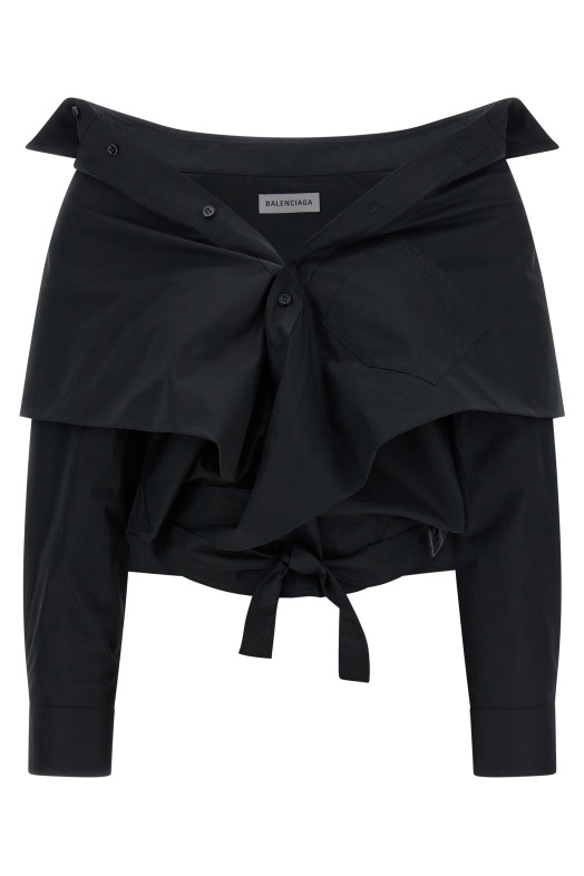 Crop shirt off the shoulder Black