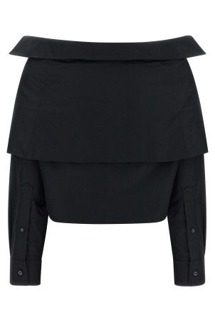Crop shirt off the shoulder Black