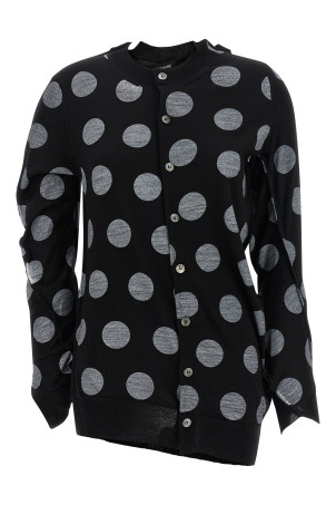 Polka dot maxi cardigan Black-grey