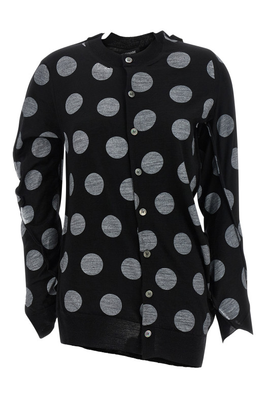 Polka dot maxi cardigan Black-grey