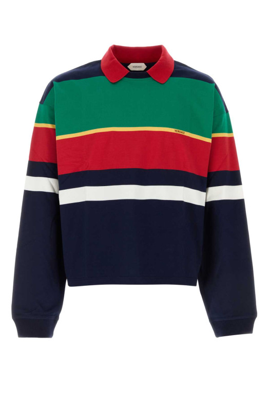 Embroidered cotton polo shirt VERSACE (10245801A17890)