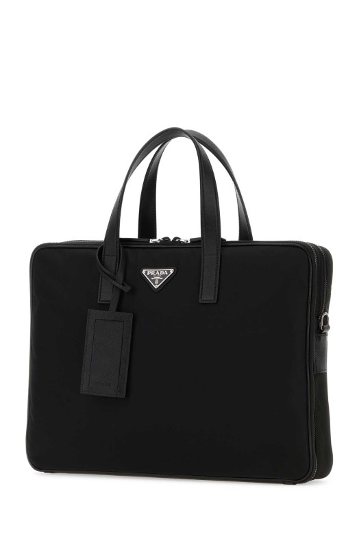 Black nylon brief case Black PRADA (2VE005VXOO2DMH)