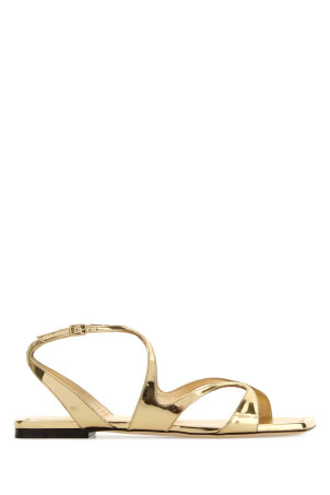 Gold leather Ayla sandals Brown JIMMY CHOO (AYLAFLATQUI)