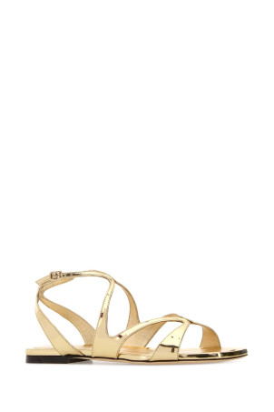 Gold leather Ayla sandals Brown JIMMY CHOO (AYLAFLATQUI)