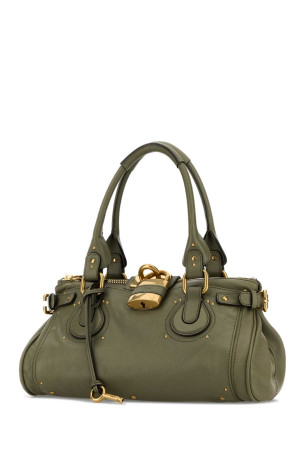 Army green leather Paddington shoulder bag CHLOE (CH25WS802P75)