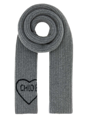 Grey wool ChloÃ© Encoeur scarf Green CHLOE (CH26SKS05WCS)
