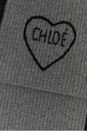 Grey wool ChloÃ© Encoeur scarf Green CHLOE (CH26SKS05WCS)