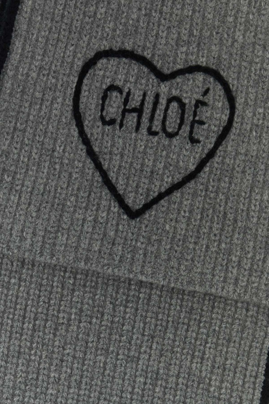 Grey wool ChloÃ© Encoeur scarf Green CHLOE (CH26SKS05WCS)