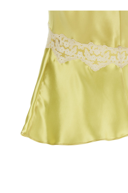 Satin and lace top Yellow