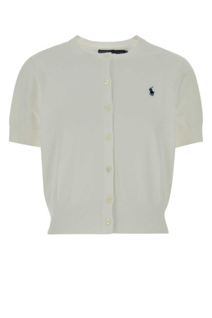 White stretch cotton blend cardigan POLO RALPH LAUREN (211A12718)