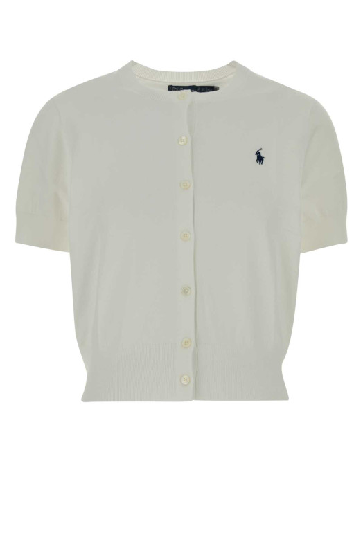White stretch cotton blend cardigan POLO RALPH LAUREN (211A12718)