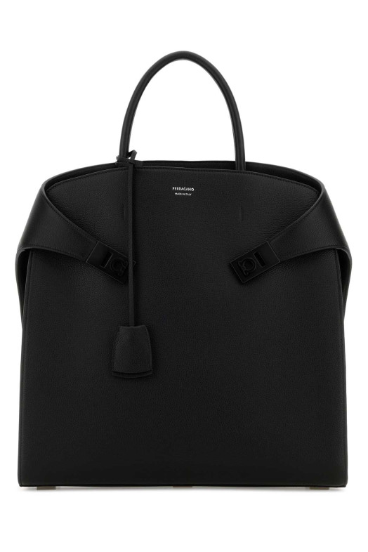 Black leather Hug handbag Black SALVATORE FERRAGAMO (241666777378)