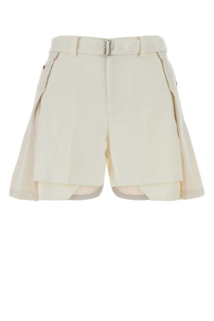 White polyester and denim shorts Blue SACAI (2608435)
