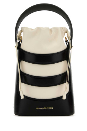 Two-tone leather mini The Rise bucket bag Black ALEXANDER MCQUEEN (7959001VPHG)