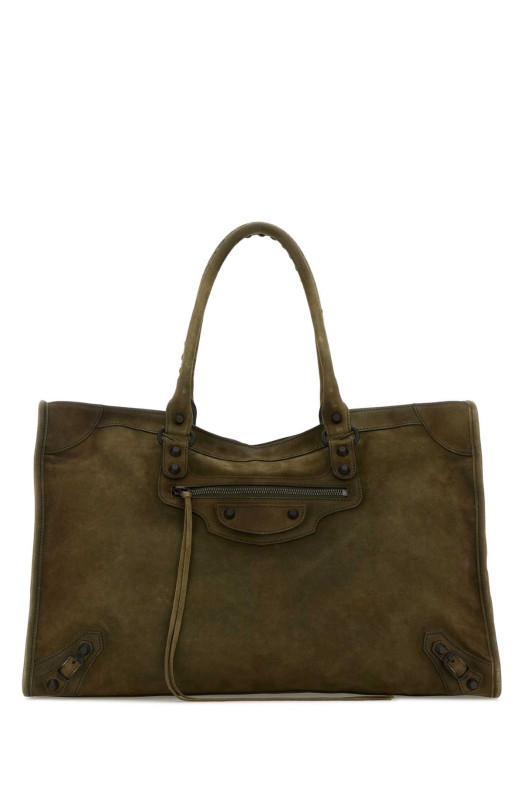 Olive green suede large Le City shopping bag BALENCIAGA (8083882AB2A)