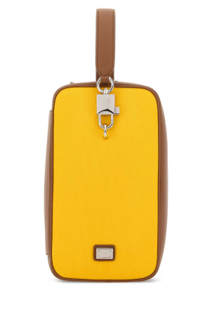 Two-tone leather and canvas Lock handbag DOLCE & GABBANA (BM2449A0368)