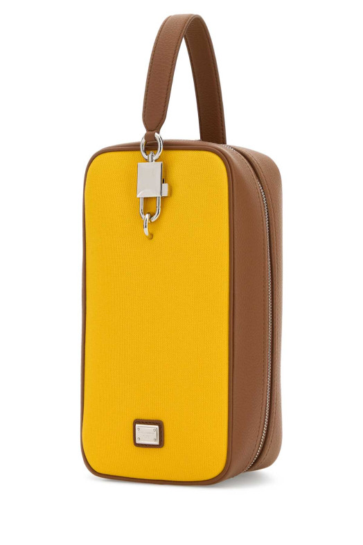 Two-tone leather and canvas Lock handbag DOLCE & GABBANA (BM2449A0368)