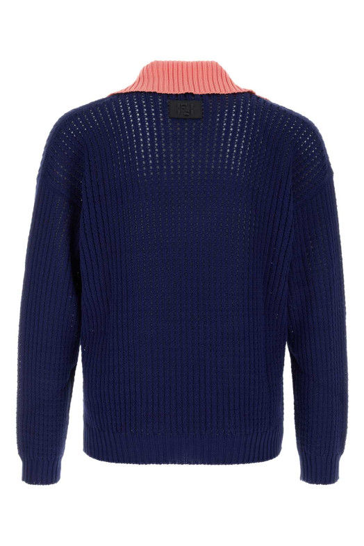 Navy blue cotton polo shirt FENDI (FZE077AYY3)