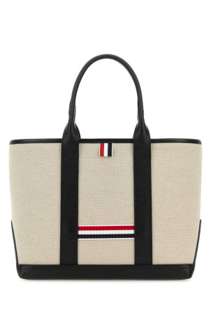 Sand canvas Rwb-Stripe shopping bag THOM BROWNE (MAG390AF0492)