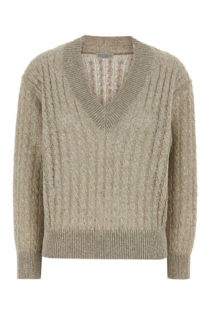 Dove grey linen blend sweater BRUNELLO CUCINELLI (MCO559702)