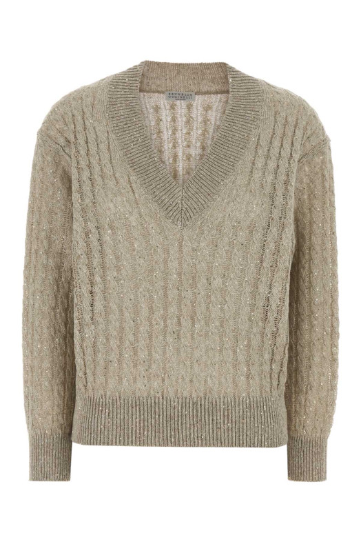 Dove grey linen blend sweater BRUNELLO CUCINELLI (MCO559702)