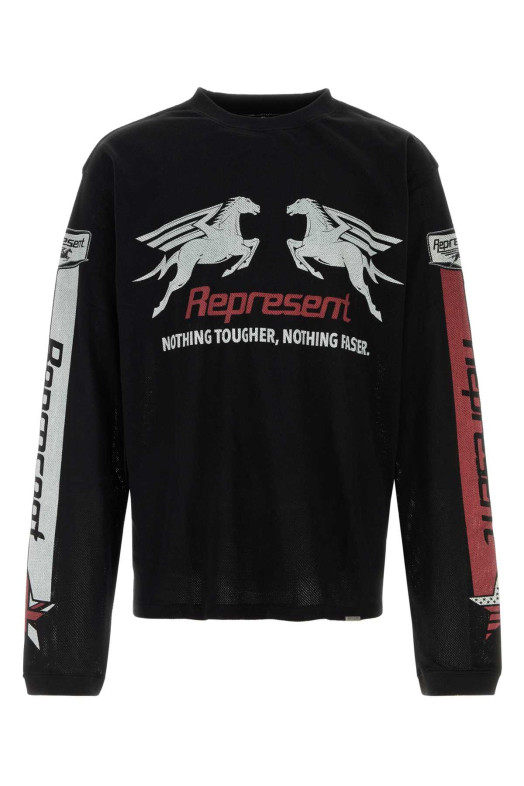 Black mesh oversize t-shirt REPRESENT (MLM100781)