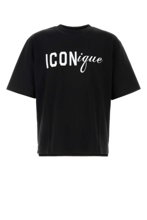Black cotton oversize t-shirt DSQUARED (S78GD0121D20033)