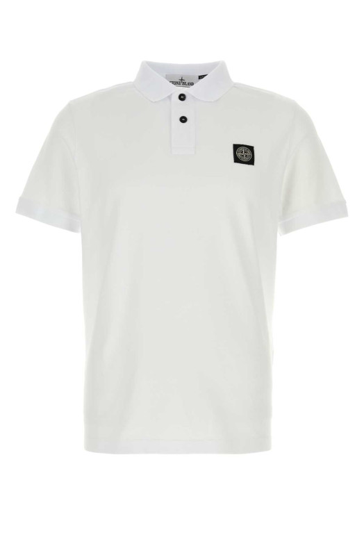 White stretch piquet polo shirt STONE ISLAND (220000517)