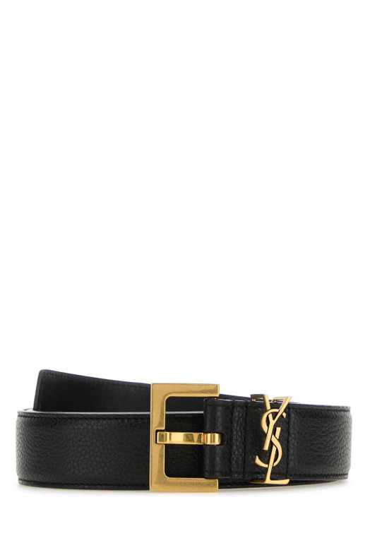 Black leather Cassandre belt Black SAINT LAURENT (634437DTI0W)