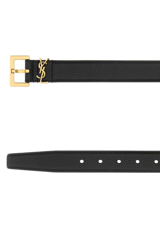 Black leather Cassandre belt Black SAINT LAURENT (634437DTI0W)