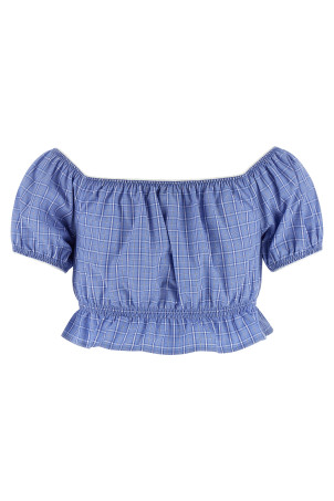 Check crop top BLUE