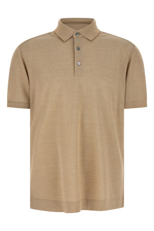 Cotton silk polo shirt Beige
