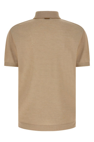 Cotton silk polo shirt Beige