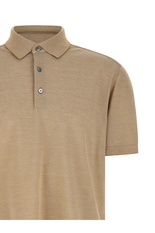 Cotton silk polo shirt Beige