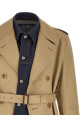 Denim insert trench coat Beige