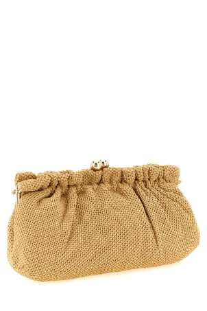 Braided raffia clutch Beige