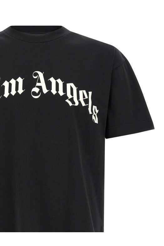 'Curved Logo' T-shirt Black-grey